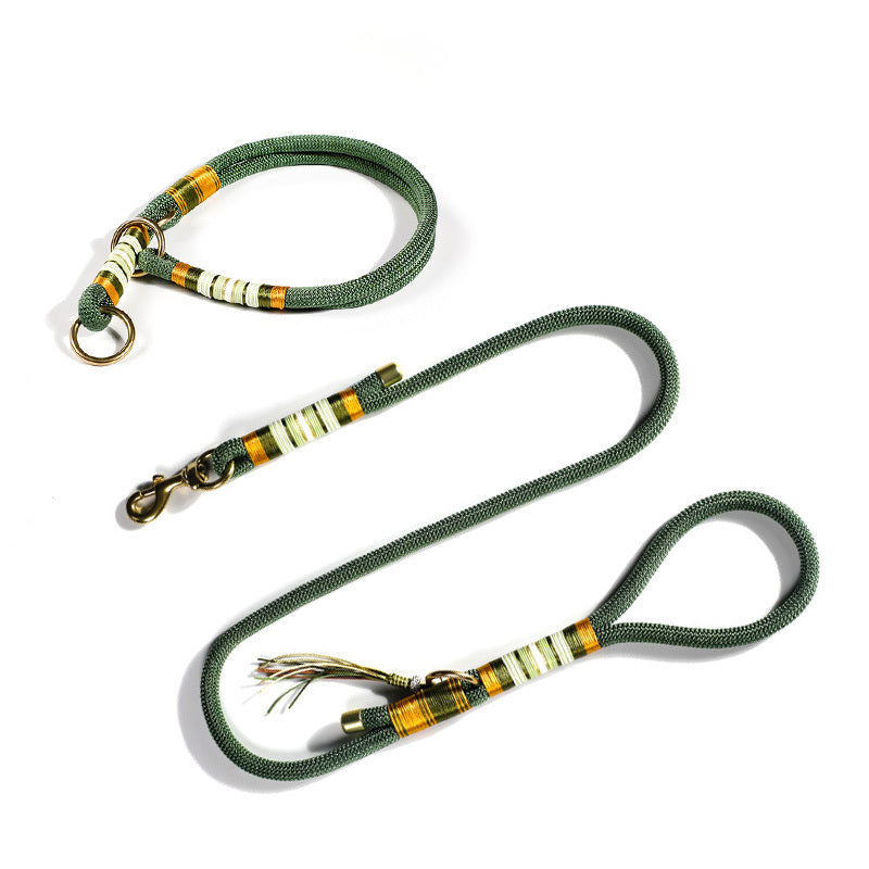 Hand-knitted Braided Rope No Pull Dog Training Leash & Collar
