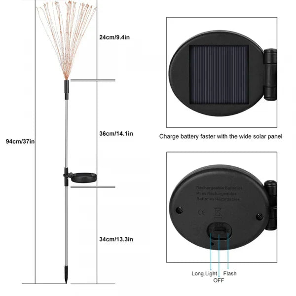4 Packs Outdoor Solar Garden Firework Lights