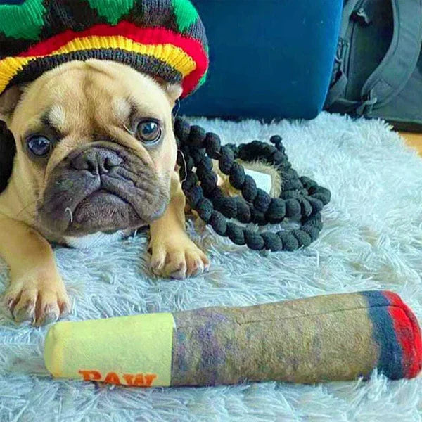 Cigar Design Plush Squeaky Dog Toy