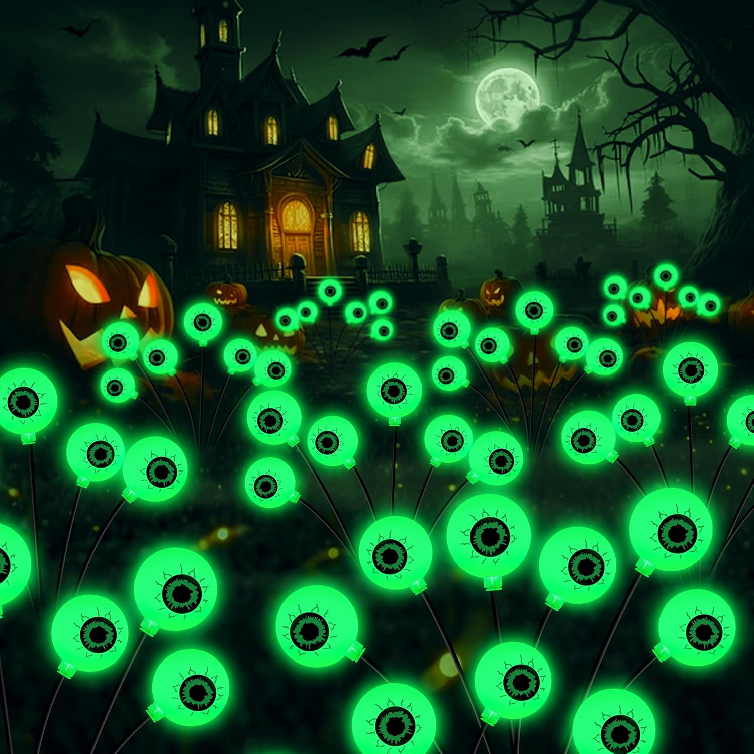 4-Packs Halloween Solar Scary Eyeball Lights