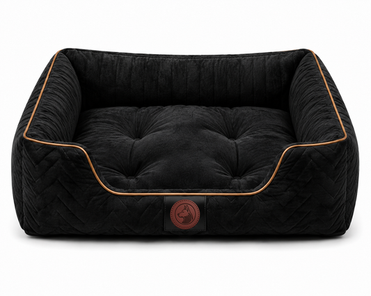 Orthopedic Velvet Dog Bed With Quilted Bolster Sides