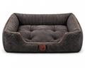 Luxury Orthopedic Plush Dog Bed with Quilted Bolster Support – Charcoal Brown