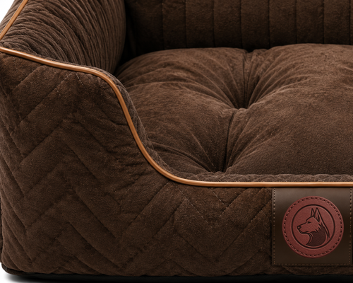 Luxury Orthopedic Plush Dog Bed with Quilted Bolster Support – Chocolate Brown