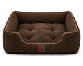Luxury Orthopedic Plush Dog Bed with Quilted Bolster Support – Chocolate Brown