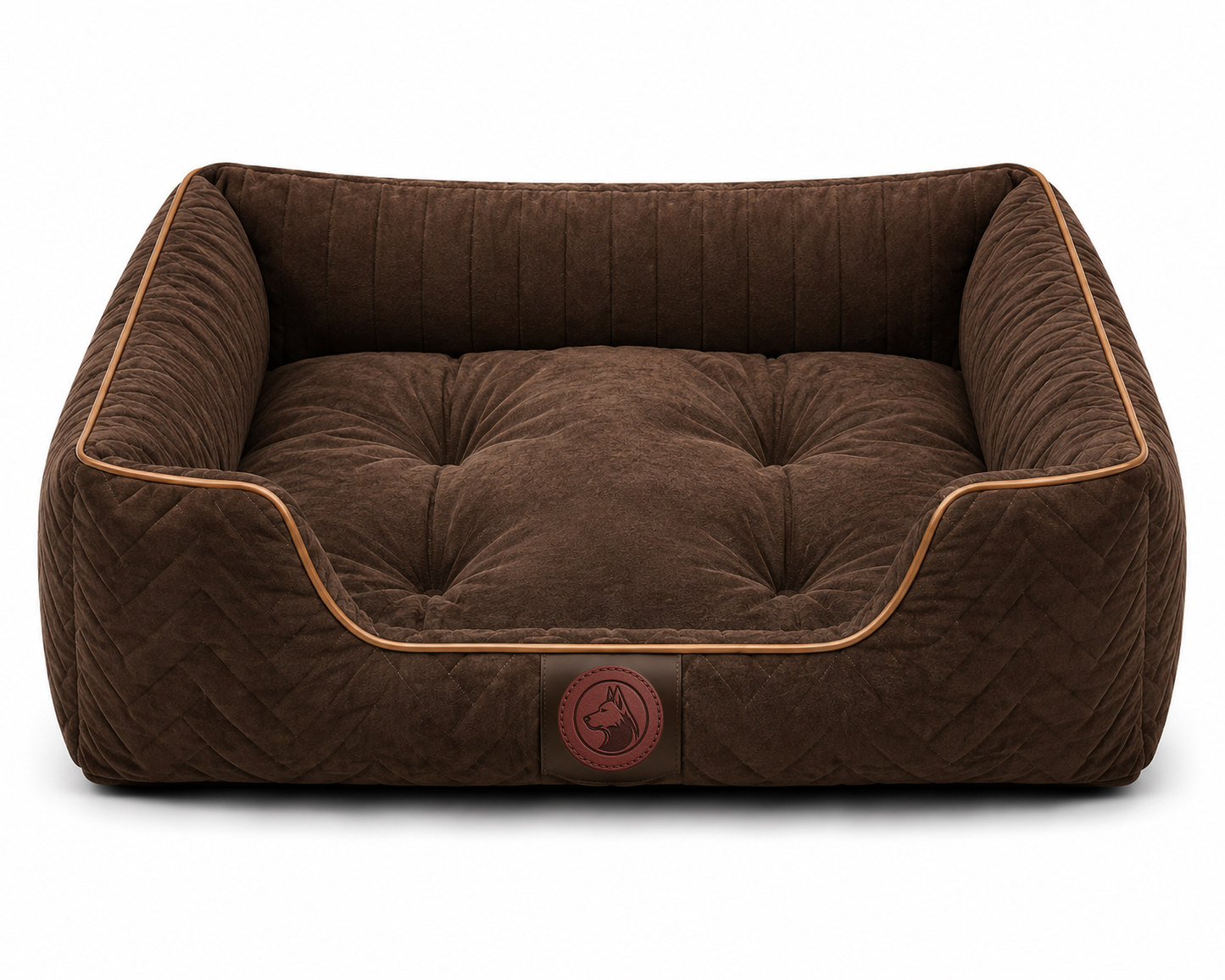 Orthopedic Plush Dog Bed with Quilted Bolster Support – Chocolate Brown