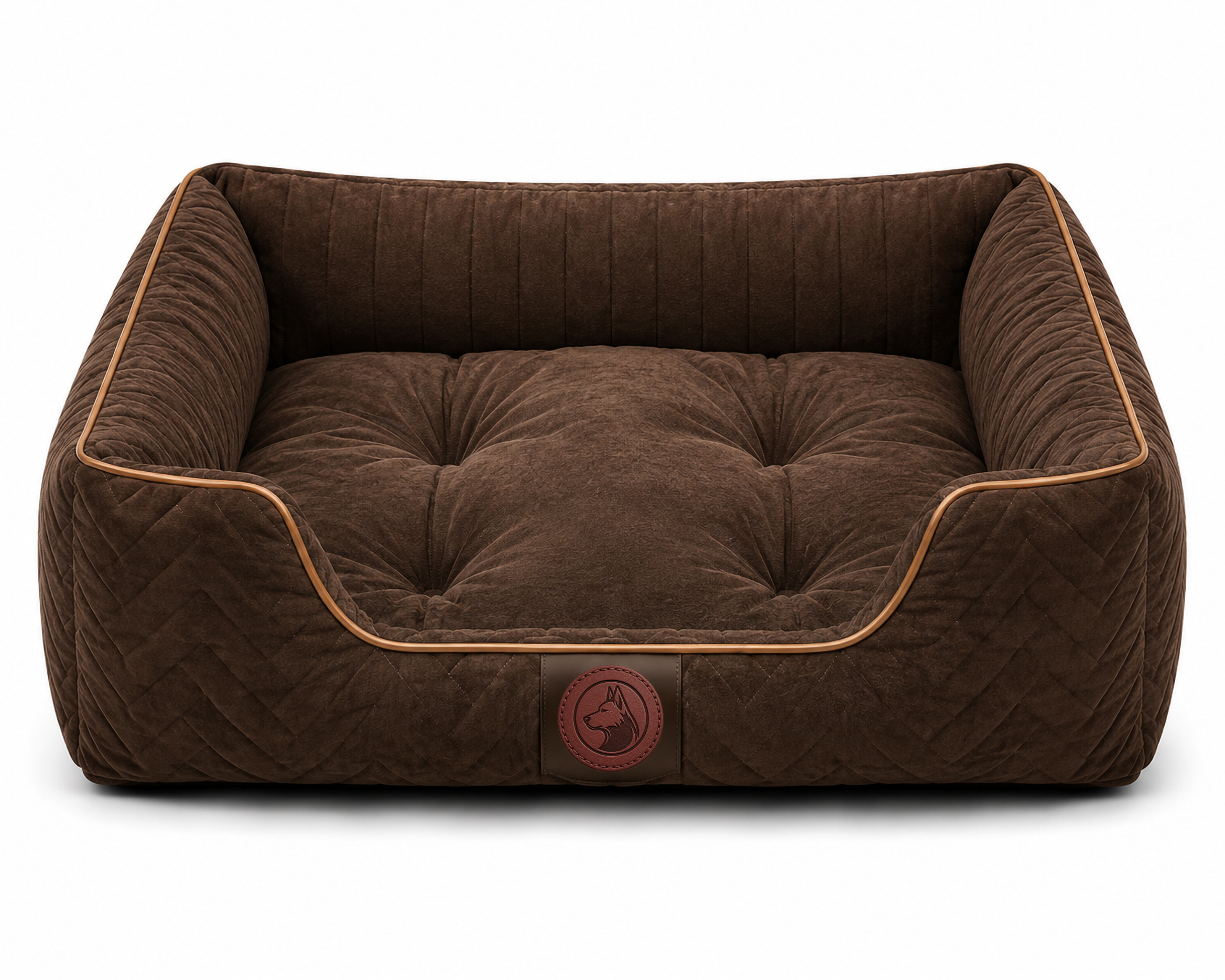 Luxury Orthopedic Plush Dog Bed with Quilted Bolster Support – Chocolate Brown