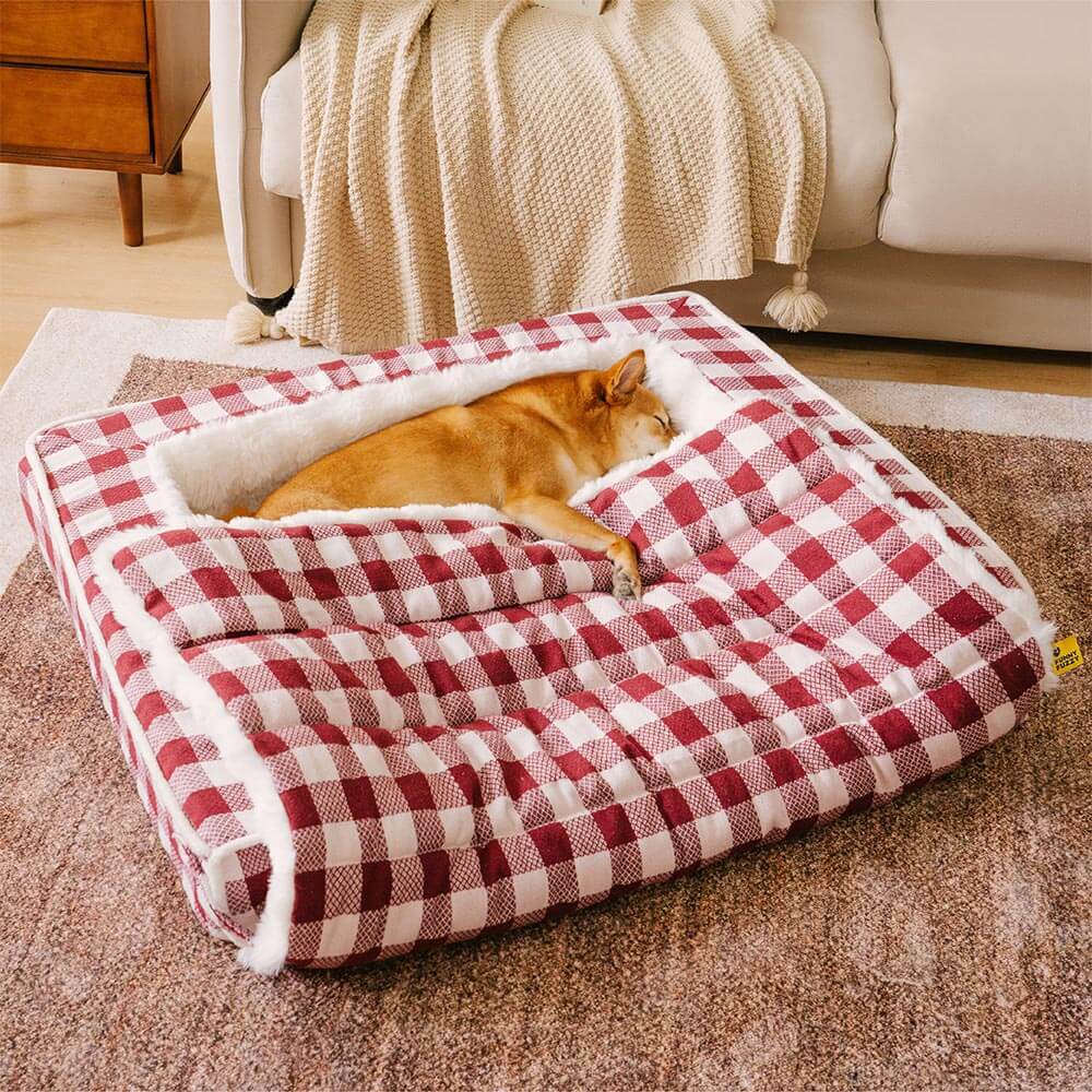 Large Cozy Dog Bed with Foldable Blanket Quilt