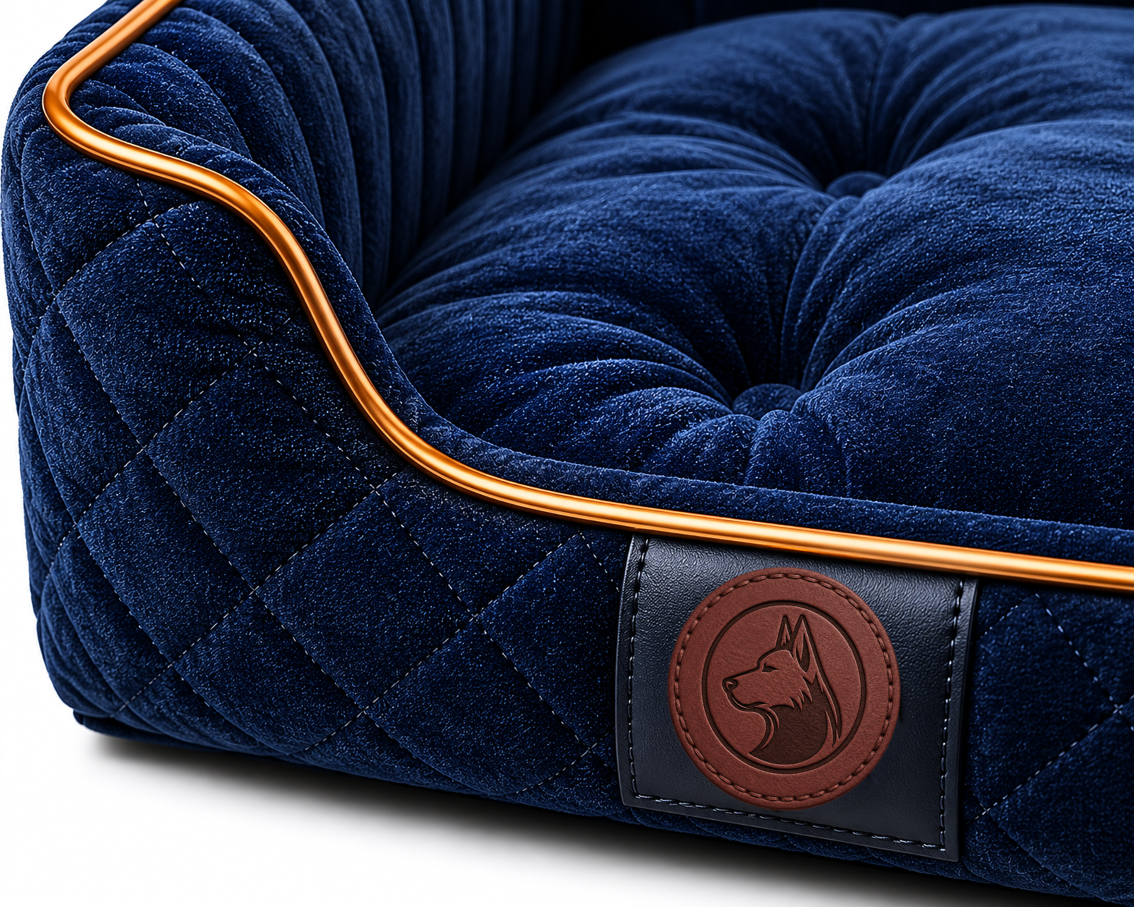Luxury Orthopedic Plush Dog Bed with Quilted Bolster Support – Navy Blue