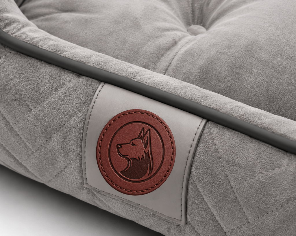 Luxury Orthopedic Plush Dog Bed with Quilted Bolster Support – Light Gray