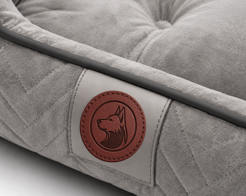Luxury Orthopedic Plush Dog Bed with Quilted Bolster Support – Light Gray