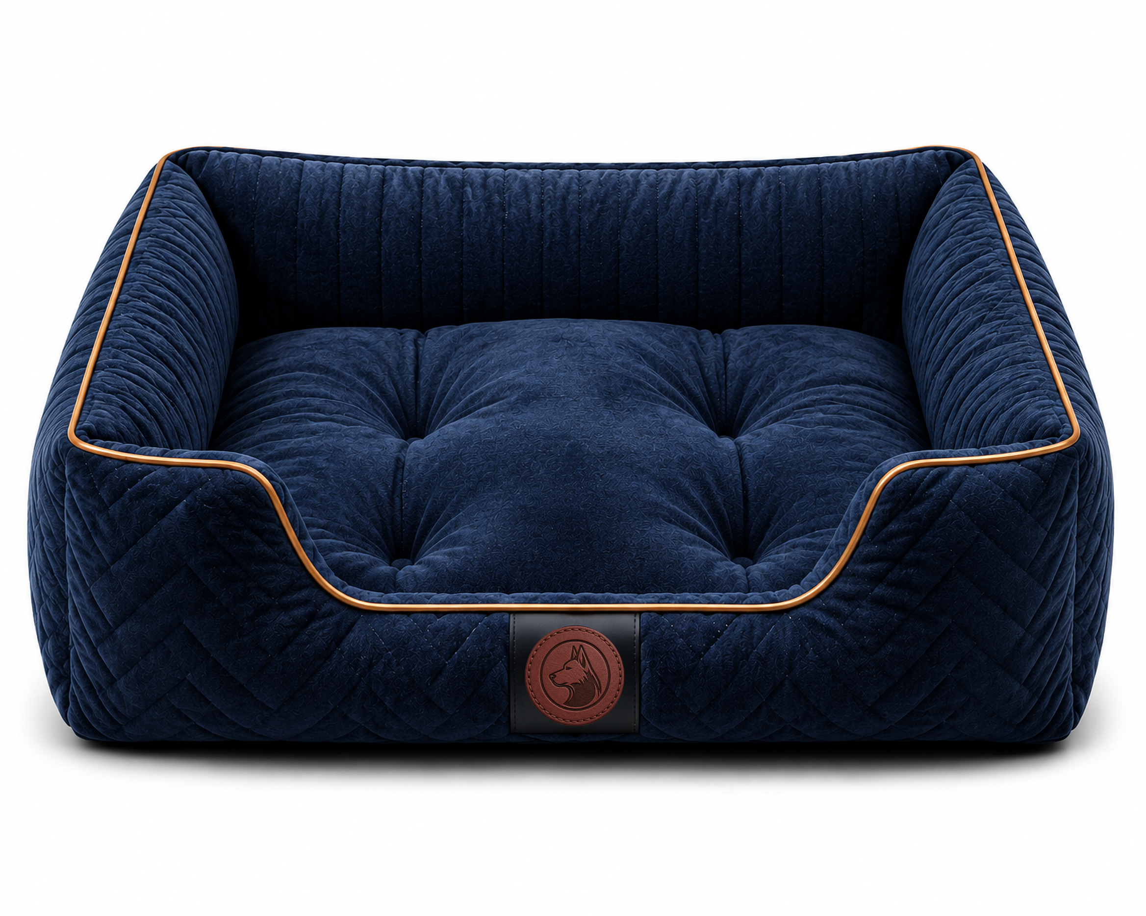 Luxury Orthopedic Plush Dog Bed with Quilted Bolster Support – Navy Blue