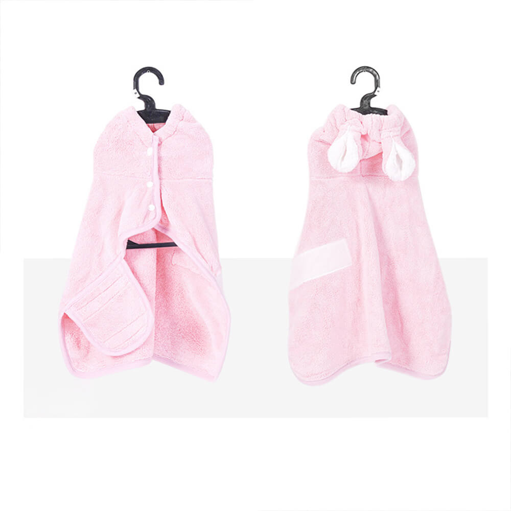 Bunny Ear Microfiber Absorbent Skin-Friendly Velcro Dog & Cat Hoodie Bathrobe