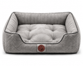 Luxury Orthopedic Plush Dog Bed with Quilted Bolster Support – Light Gray