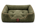 Luxury Orthopedic Plush Dog Bed with Quilted Bolster Support – Olive Green