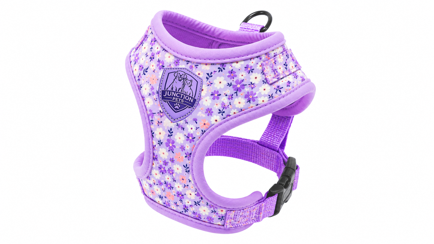 Lavender Wildflower Dog Harness Vest – Adjustable & Comfy