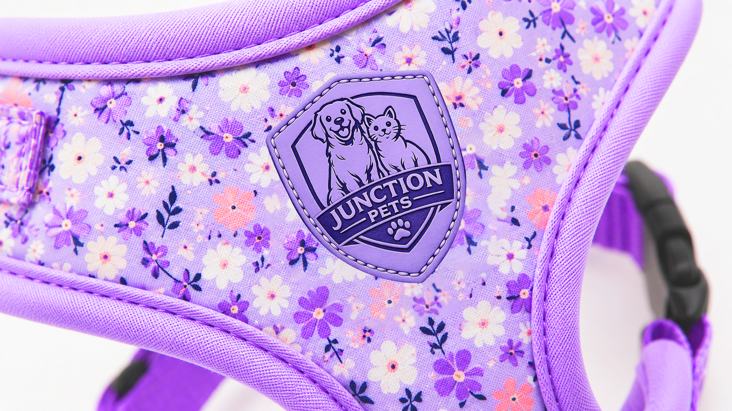 Lavender Wildflower Dog Harness Vest – Adjustable & Comfy