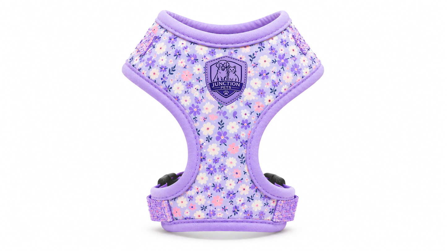 Lavender Wildflower Dog Harness Vest – Adjustable & Comfy