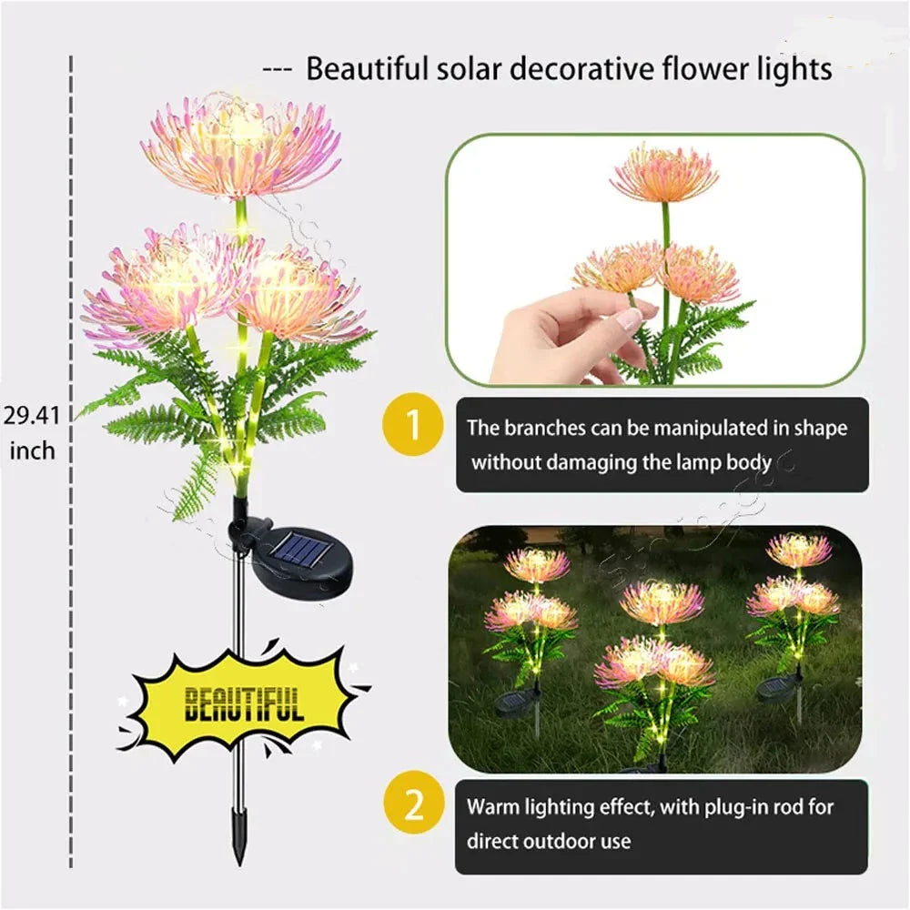 2 Packs - Solar Glowing Flowers Light Outdoor