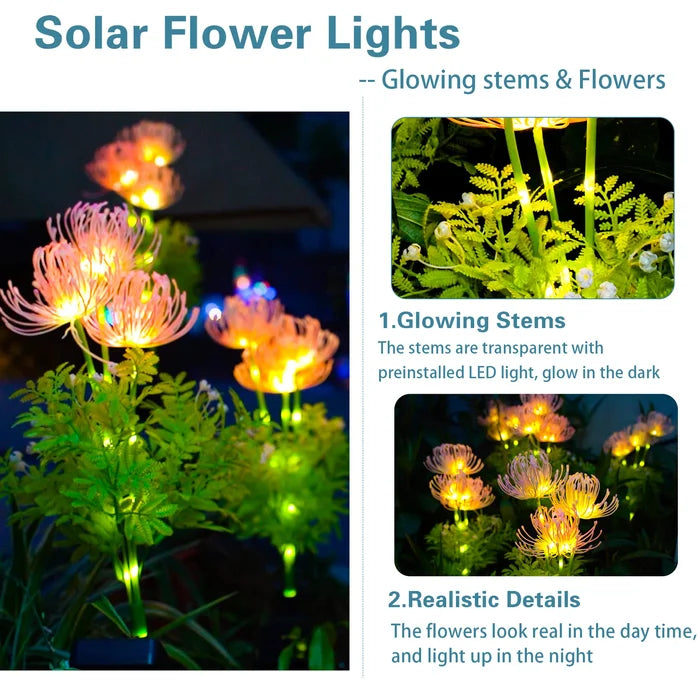 2 Packs - Solar Glowing Flowers Light Outdoor